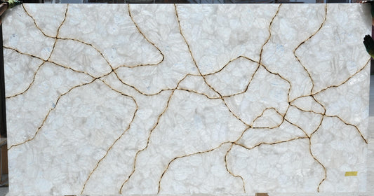 Quartz White Crystal with Gold Lines