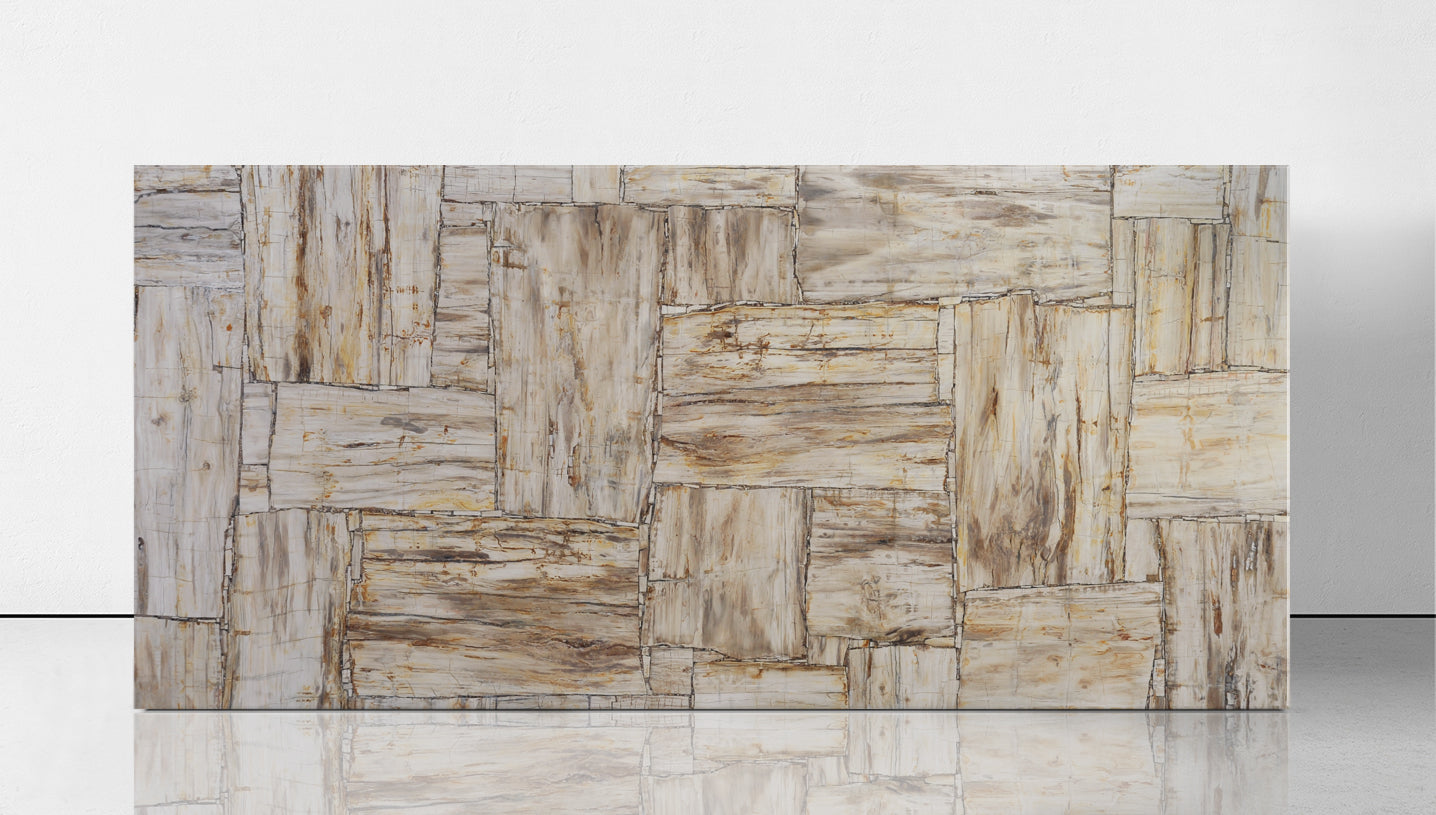 Petrified Wood Ivory Retro Leather Finish