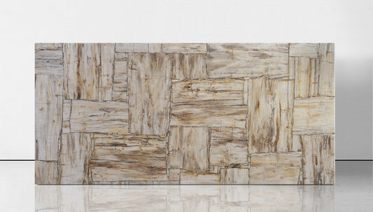 Petrified Wood Ivory Retro Leather Finish